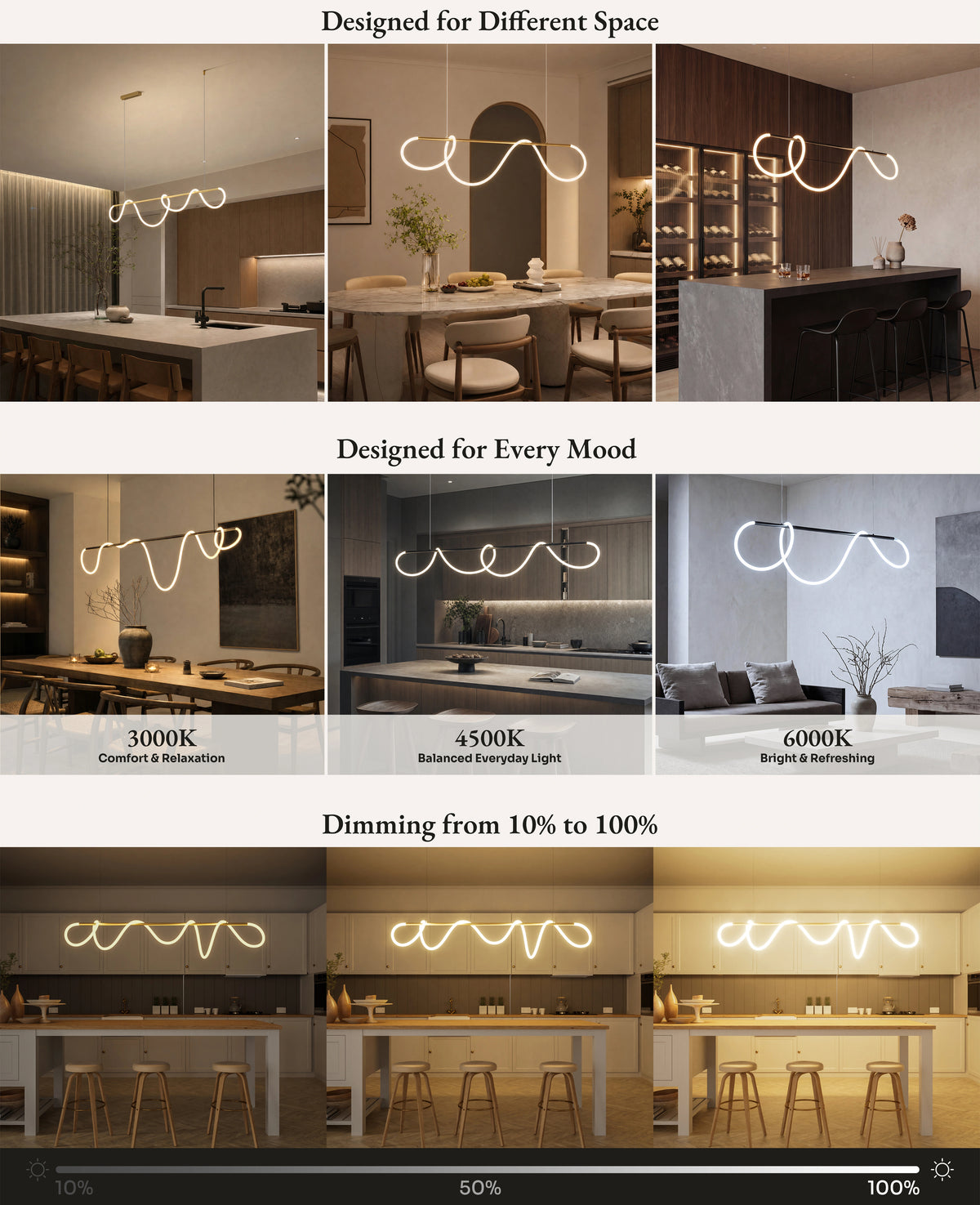 WOMO Rope Led Linear Brass Chandelier-WM2059a