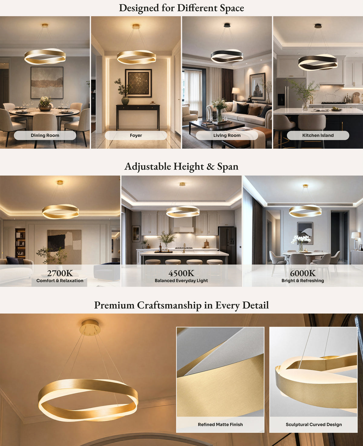 WOMO Wave Circular LED Chandelier-WM2195