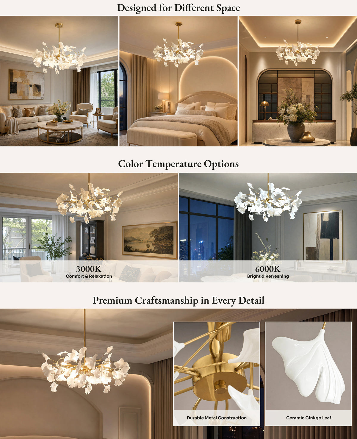 WOMO Gingko Leaf Chandelier-WM2205