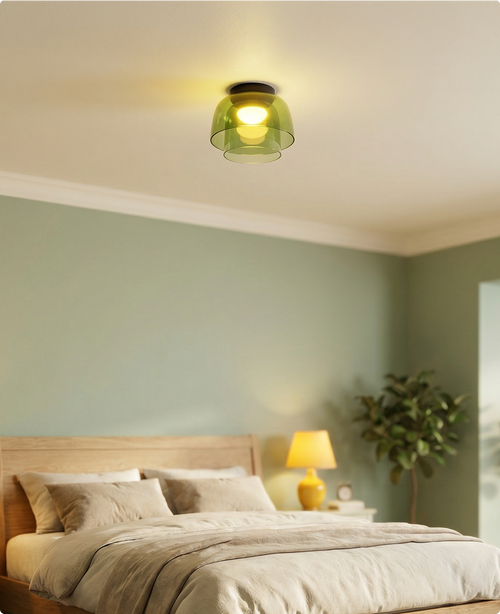 WOMO Colorful Glass Round Flush Mount Ceiling Light-WM1332