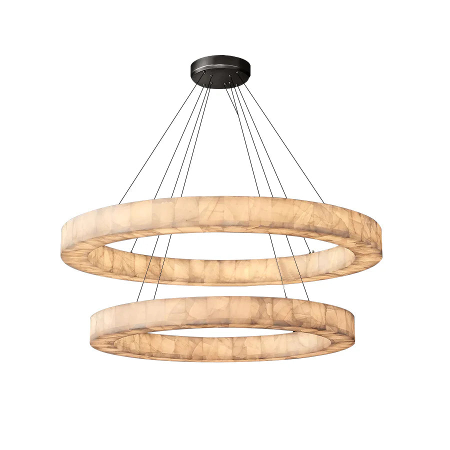 WOMO Lueur Round Alabaster Chandelier - Rivage