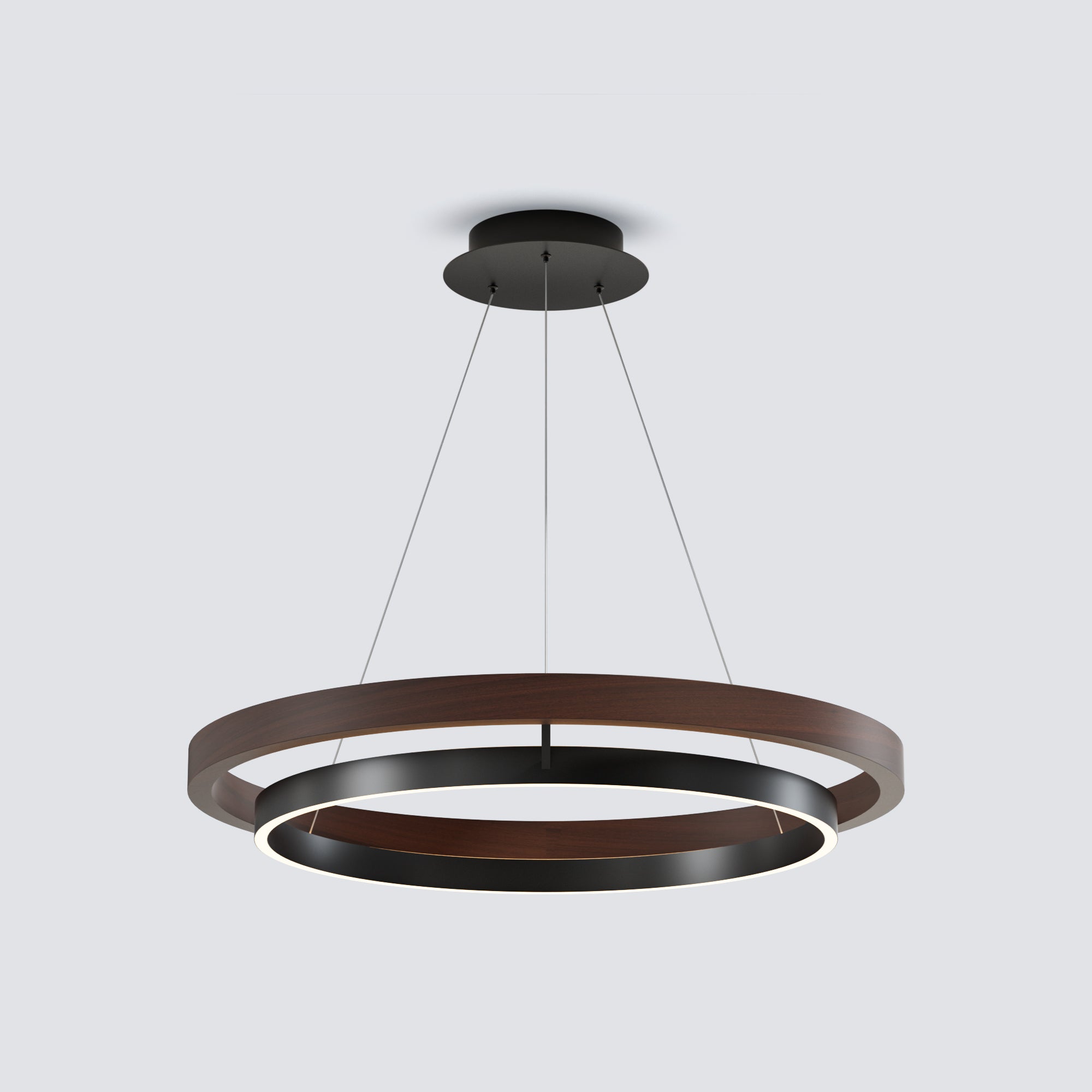WOMO WM2492 oversized circular wood chandelier creating a statement lighting feature in modern interiors