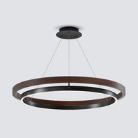 WOMO WM2492 large double ring wood chandelier arrangement for dining rooms and open interior spaces