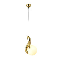 WOMO Hand Holding Globe Brass Pendant Light-WM2152