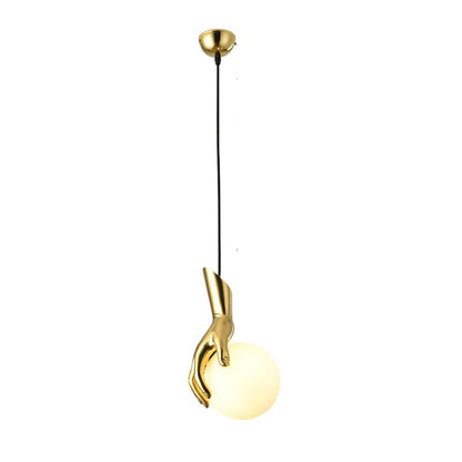 WOMO Hand Holding Globe Brass Pendant Light-WM2152