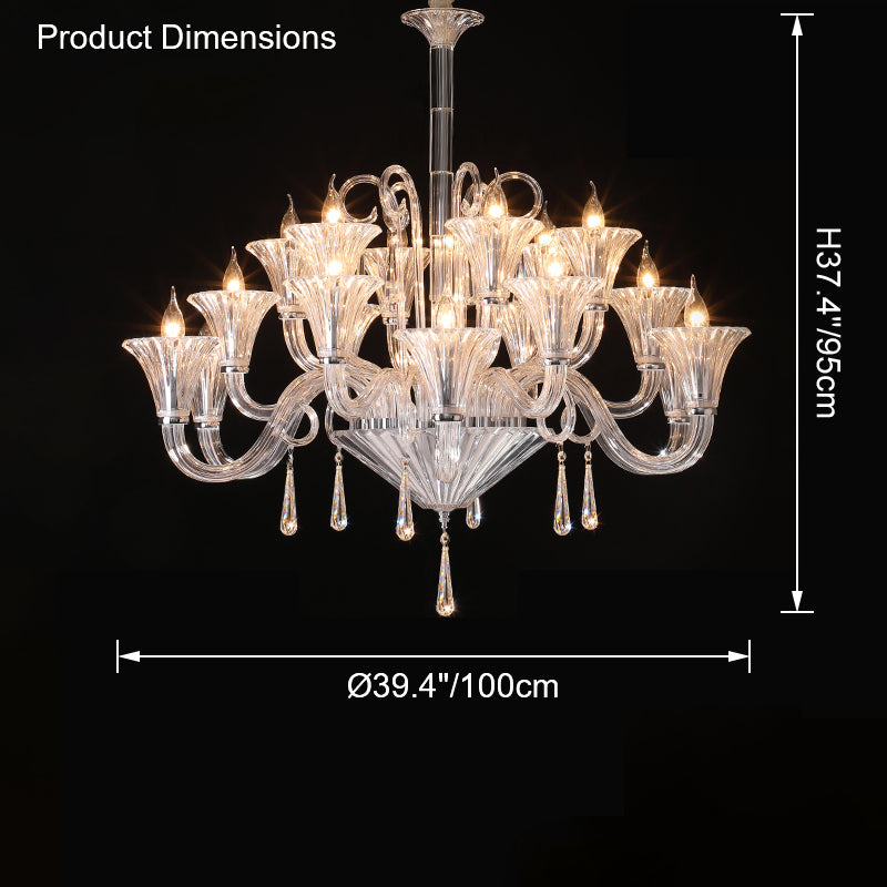 WOMO Tiered Candelabra Glass Chandelier-WM2400