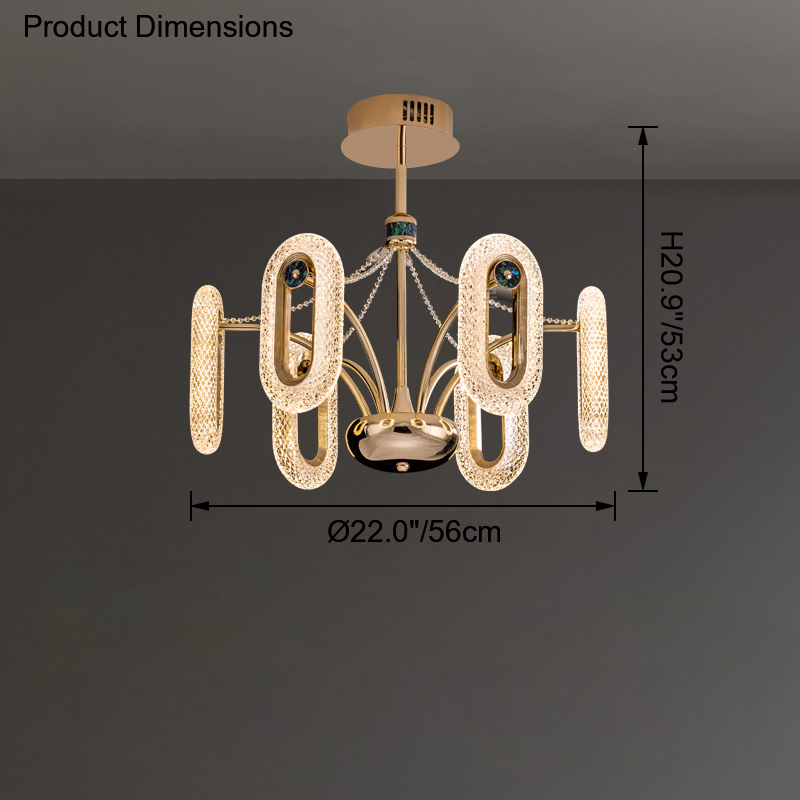 WOMO Rose Gold Long Oval Chandelier-WM2402