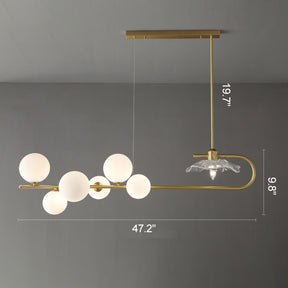 WOMO Linear Glass Bubble Brass Chandelier-WM2252