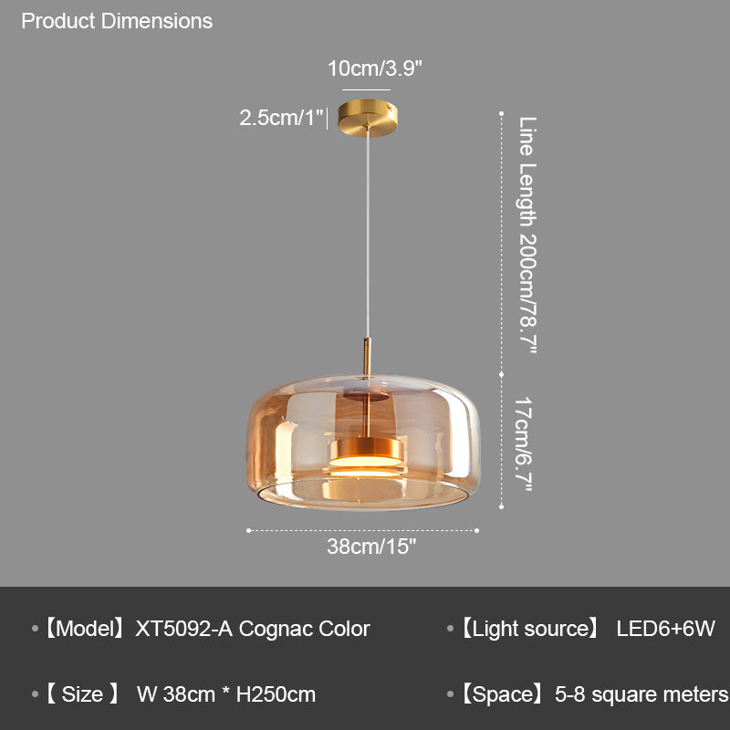 WOMO Drum Blown Glass Pendant Light-WM2145