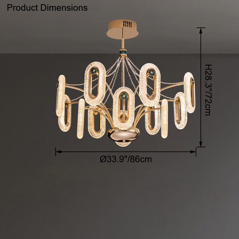 WOMO Rose Gold Long Oval Chandelier-WM2402