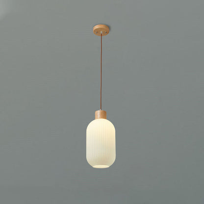 WOMO Ribbed Milk Glass Lantern Pendant Light-WM2115