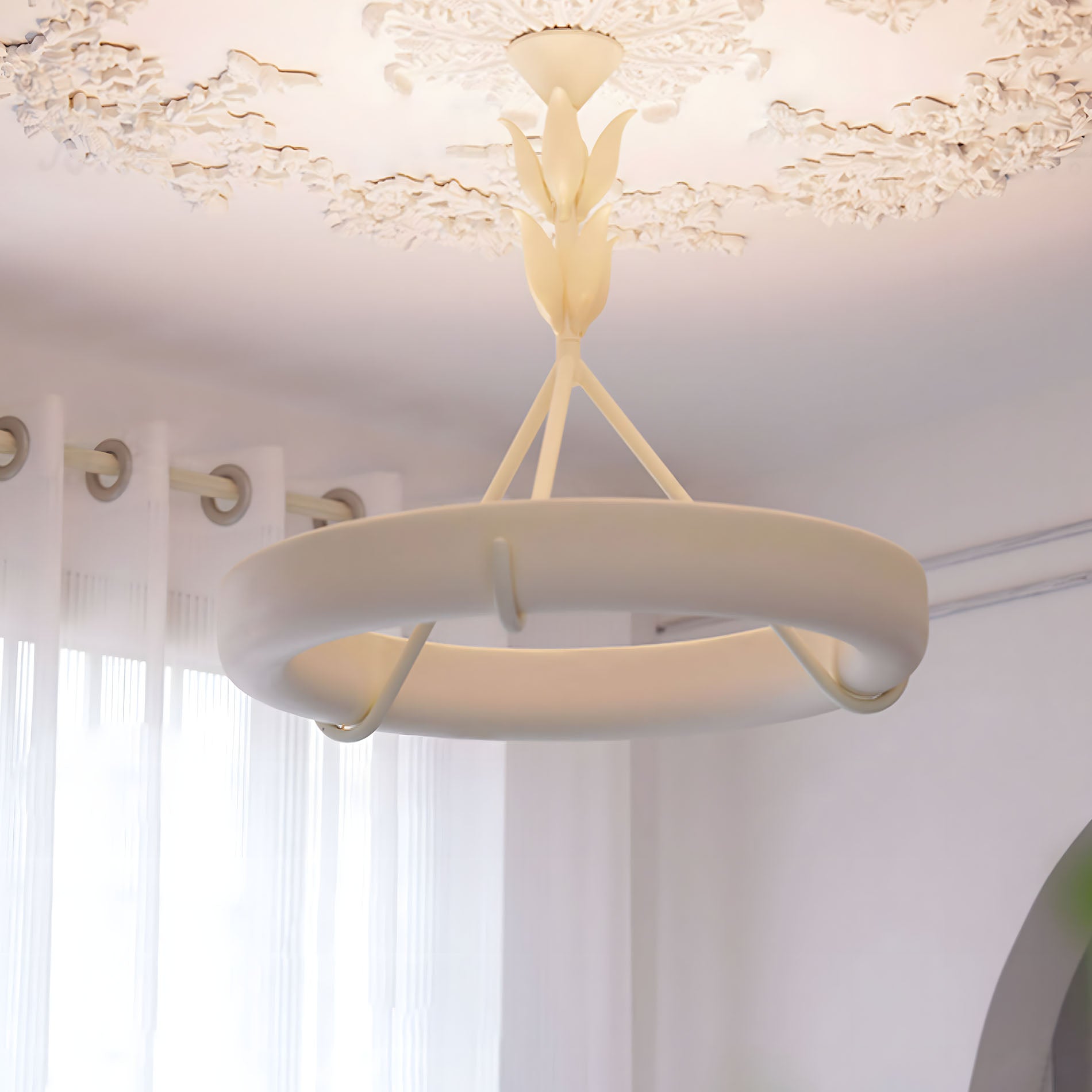 WOMO Mid Century Modern Plaster Round Chandelier-WM3216
