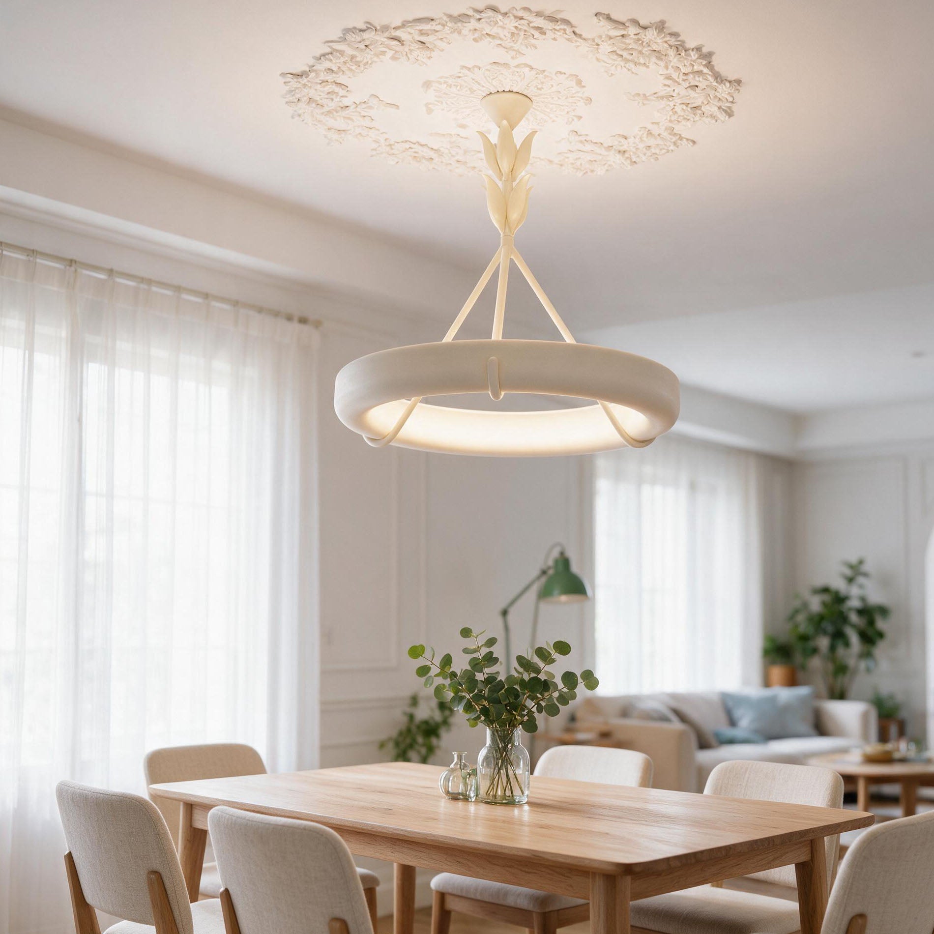 WOMO Mid Century Modern Plaster Round Chandelier-WM3216