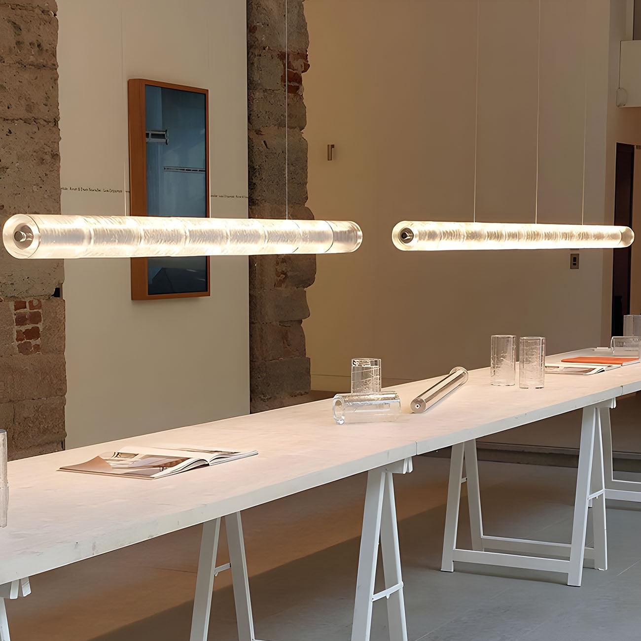 WOMO Minimalist Glass Linear Chandelier-WM3222