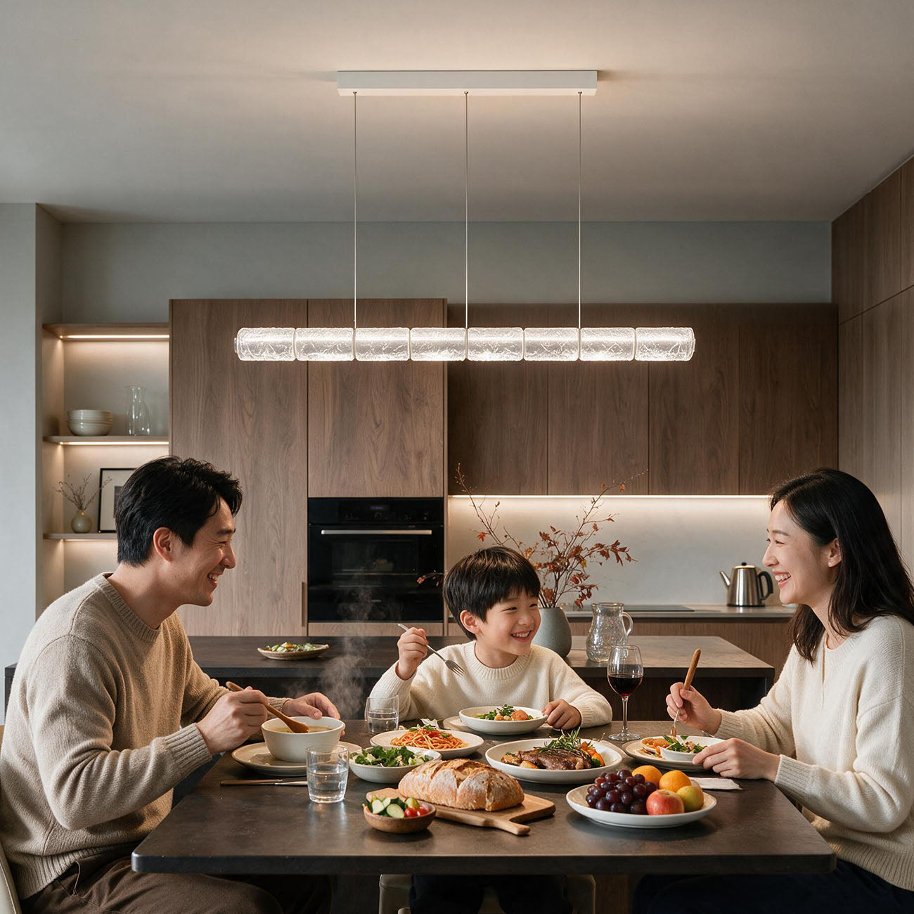 WOMO Minimalist Glass Linear Chandelier-WM3222
