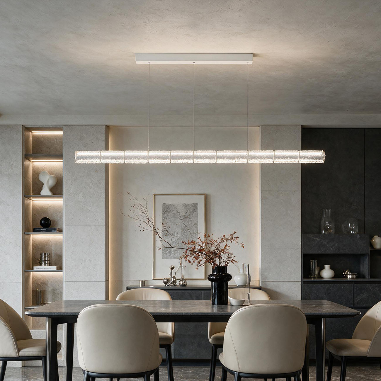 WOMO Minimalist Glass Linear Chandelier-WM3222