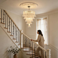WOMO Mid Century Modern Glass Flower Petal Chandelier-WM3224