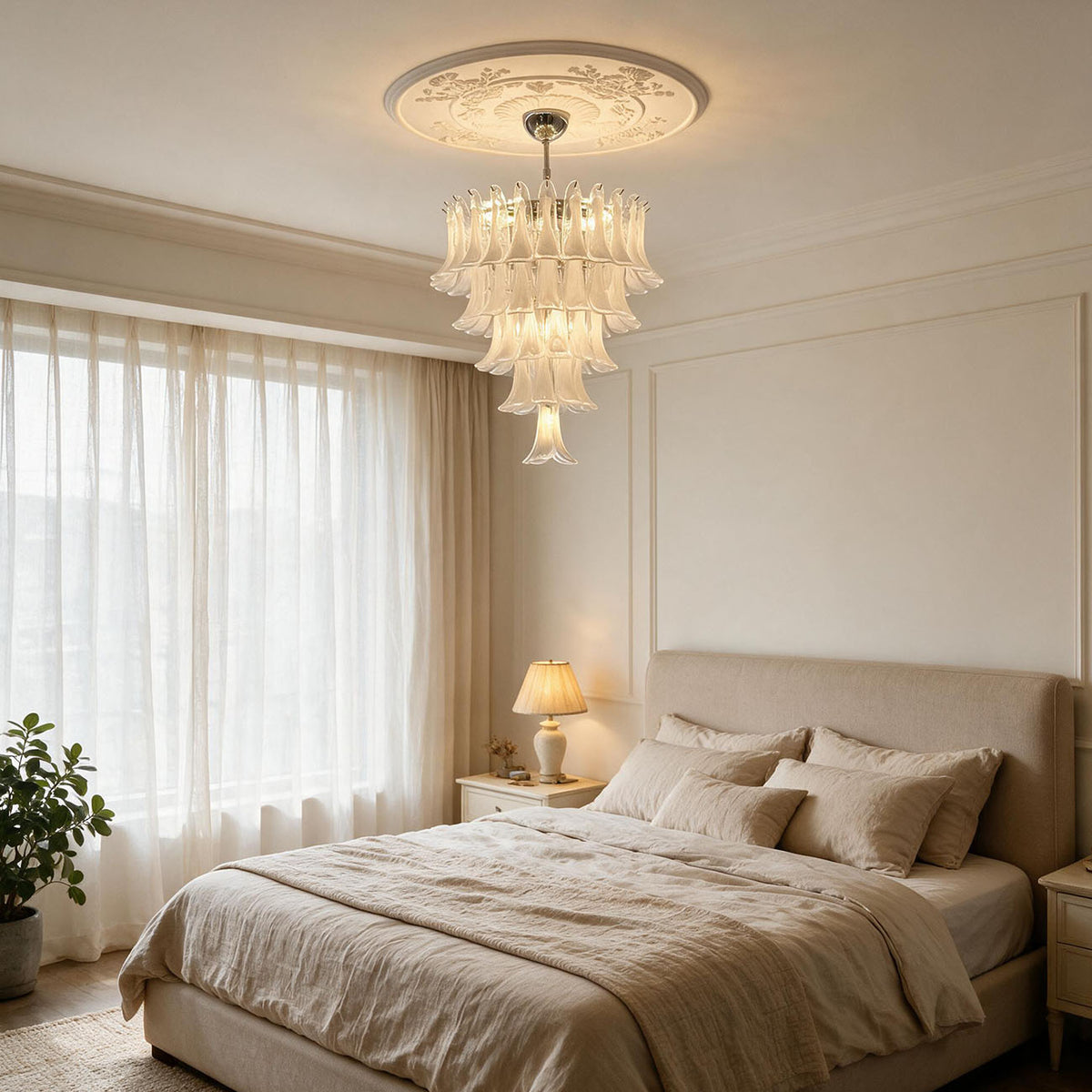 WOMO Mid Century Modern Glass Flower Petal Chandelier-WM3224