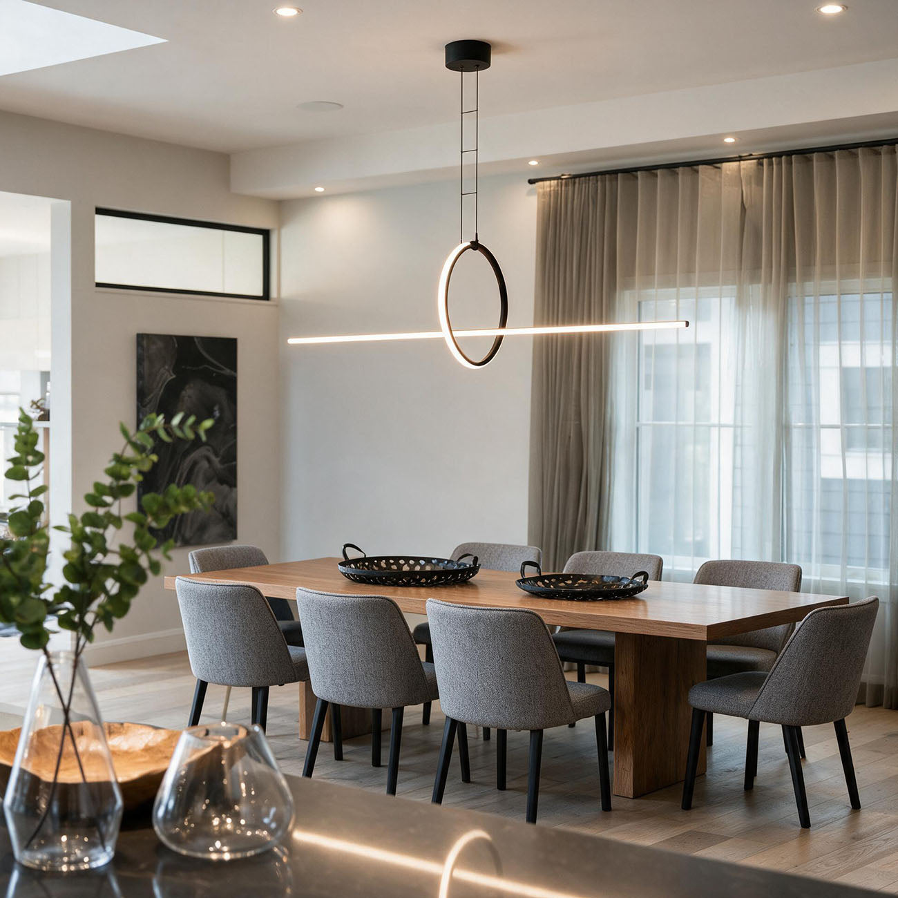 WOMO Minimalist Ring & Linear Bar Combination Chandelier-WM3227
