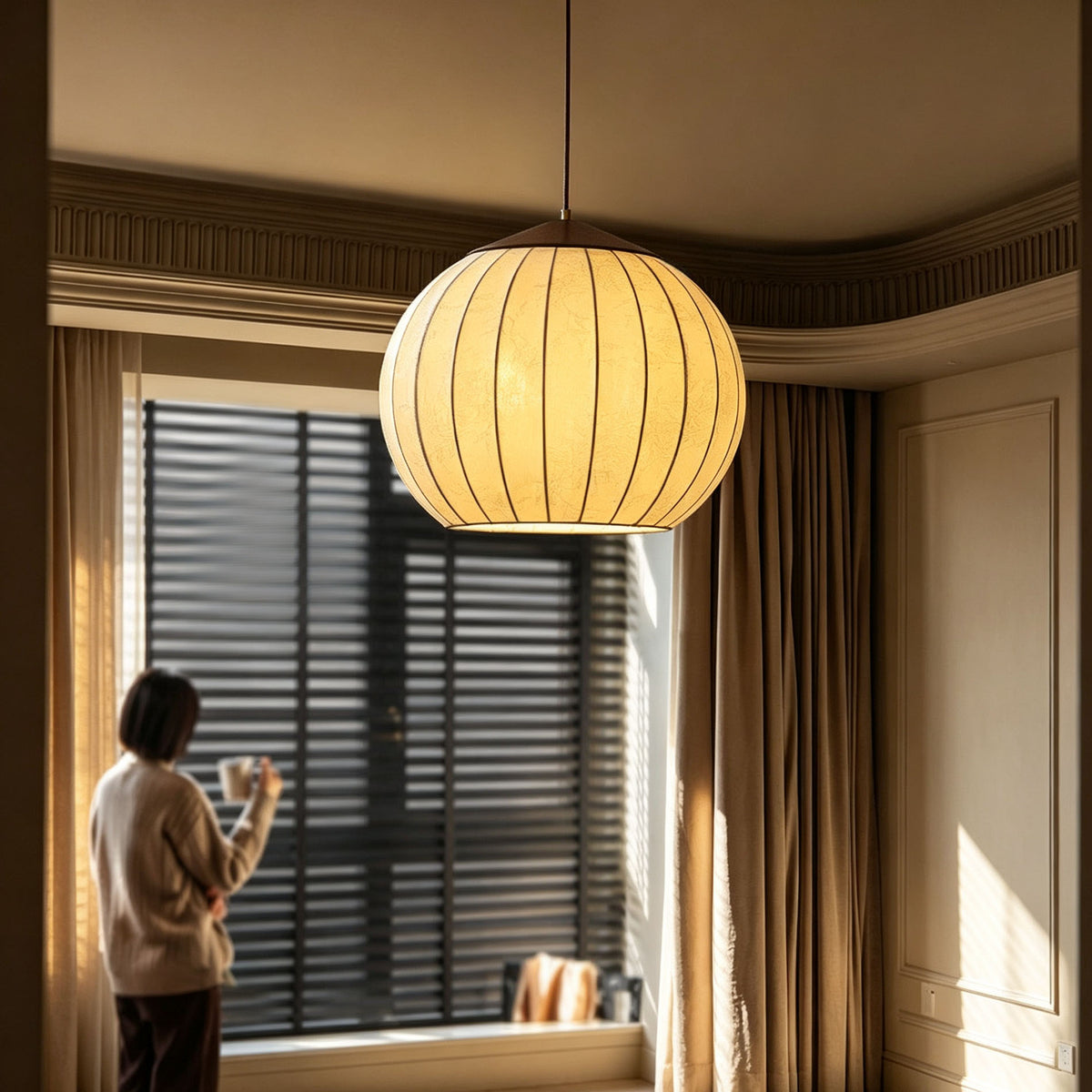 WOMO Fabric Lantern Pendant Light-WM3231
