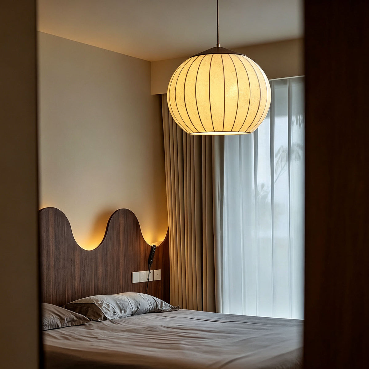 WOMO Fabric Lantern Pendant Light-WM3231
