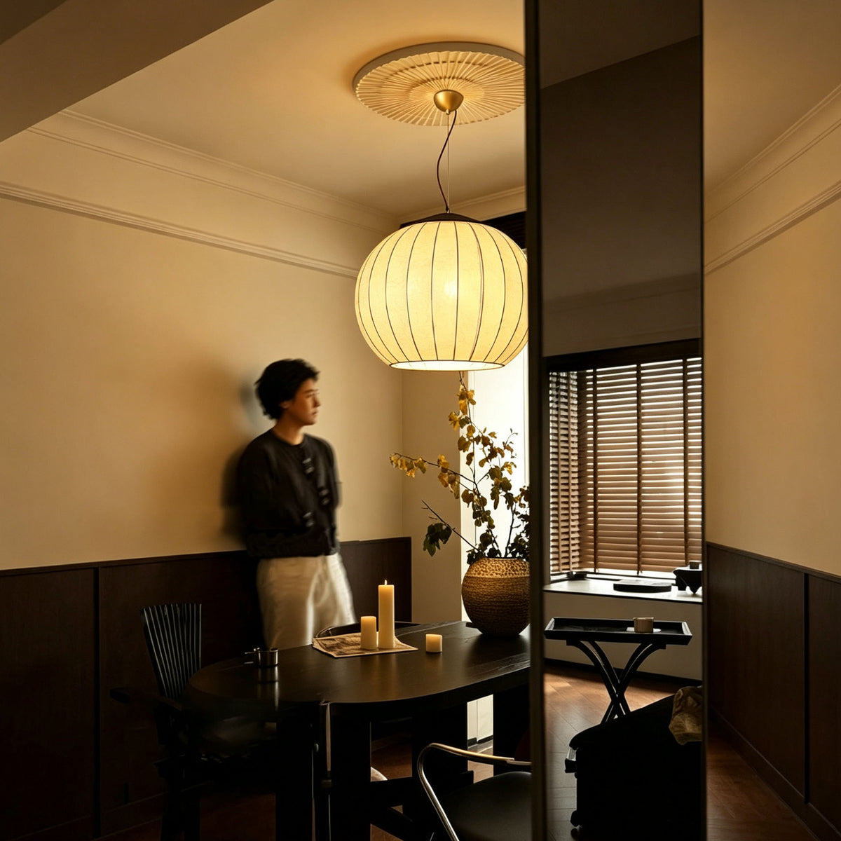 WOMO Fabric Lantern Pendant Light-WM3231