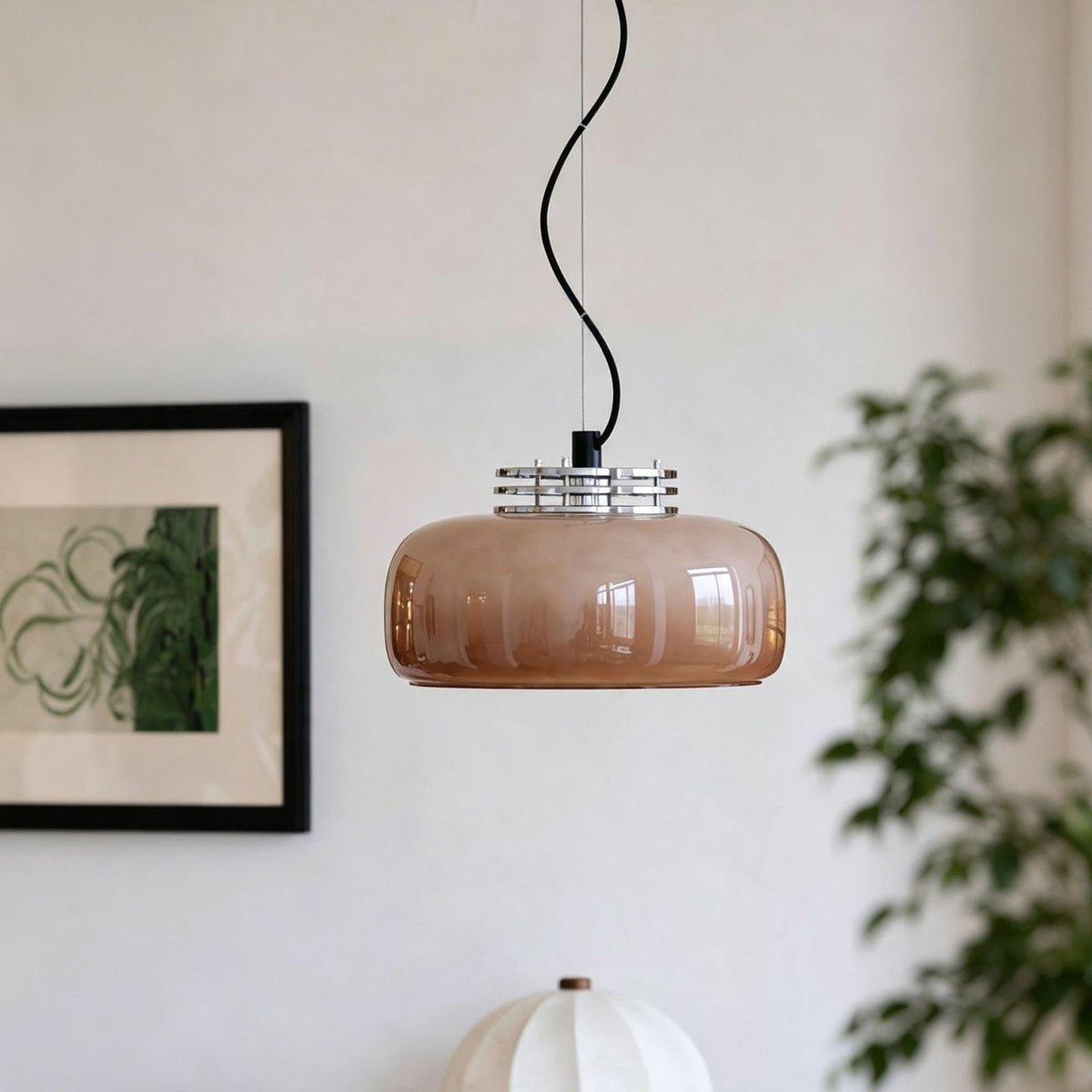 WOMO Drum Caramel Glass Pendant Light-WM3235