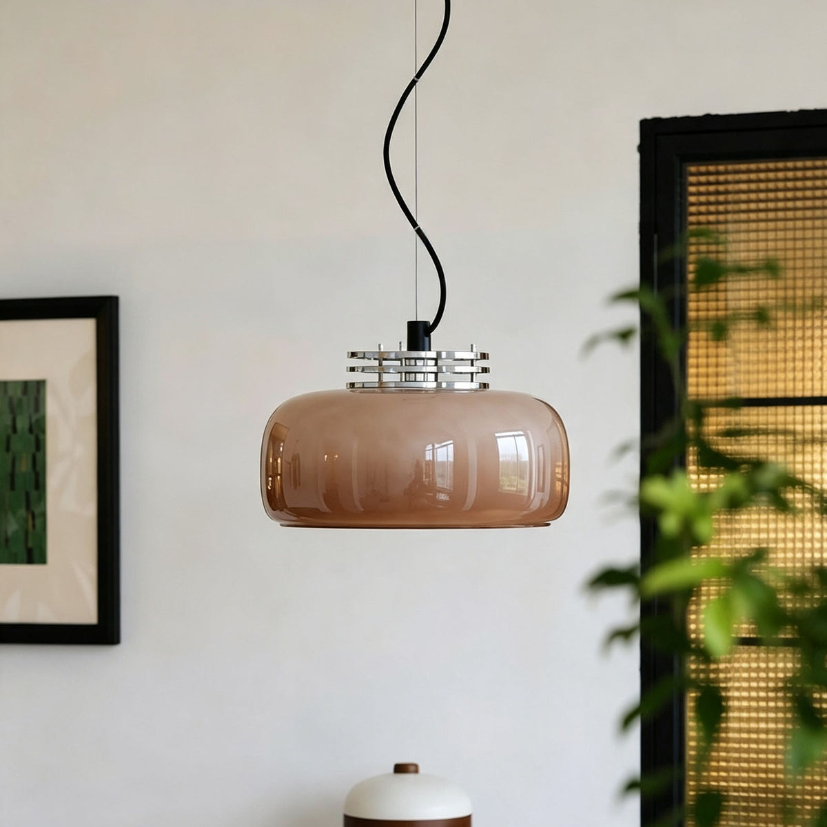 WOMO Drum Caramel Glass Pendant Light-WM3235