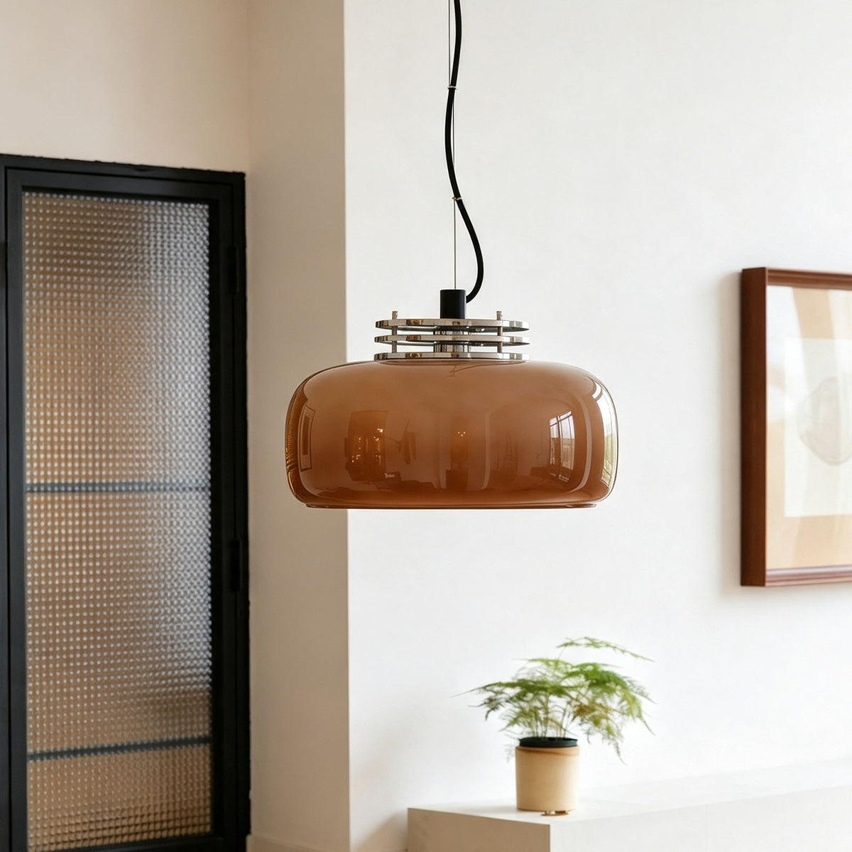 WOMO Drum Caramel Glass Pendant Light-WM3235