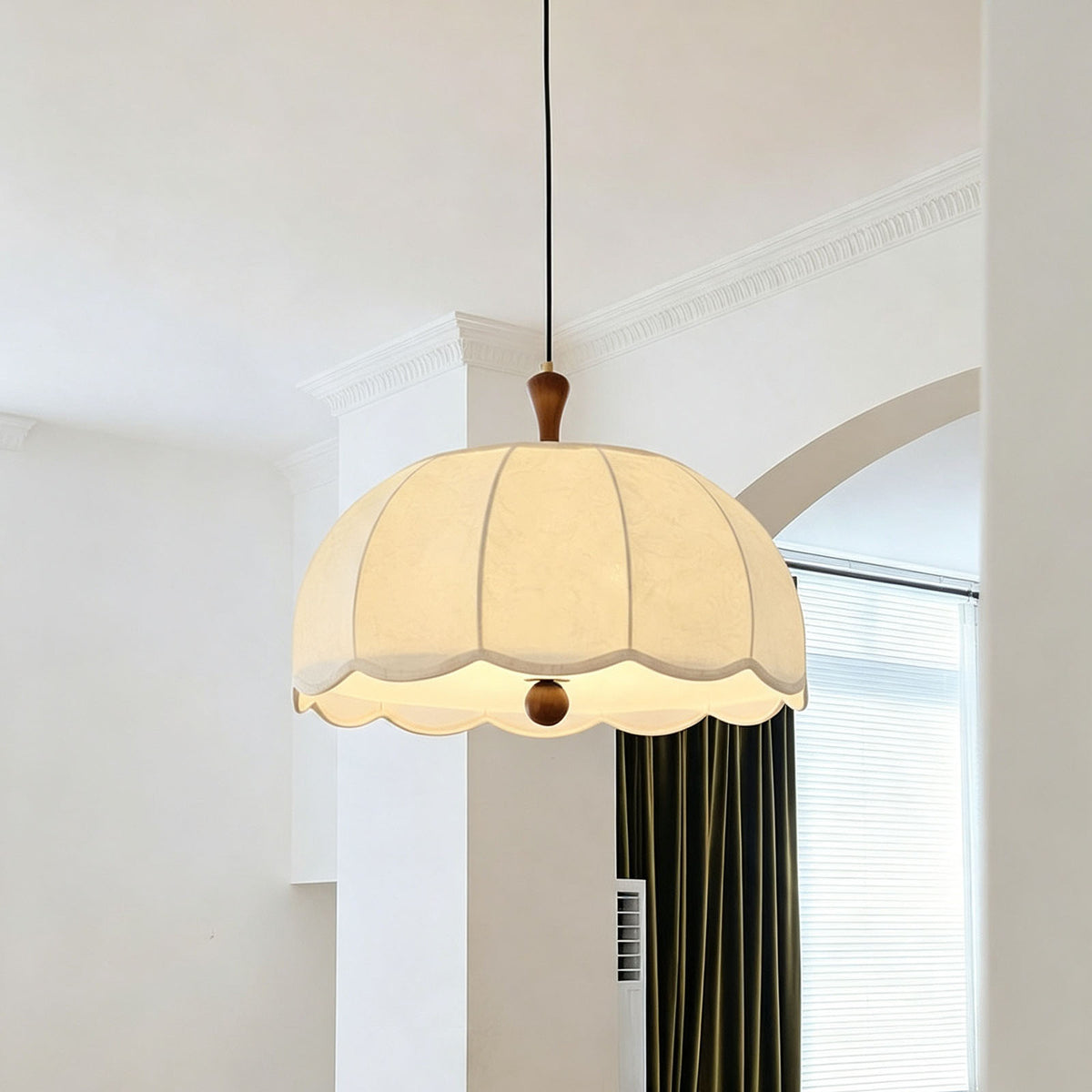 WOMO Fabric Dome Macrame Pendant Light-WM3236
