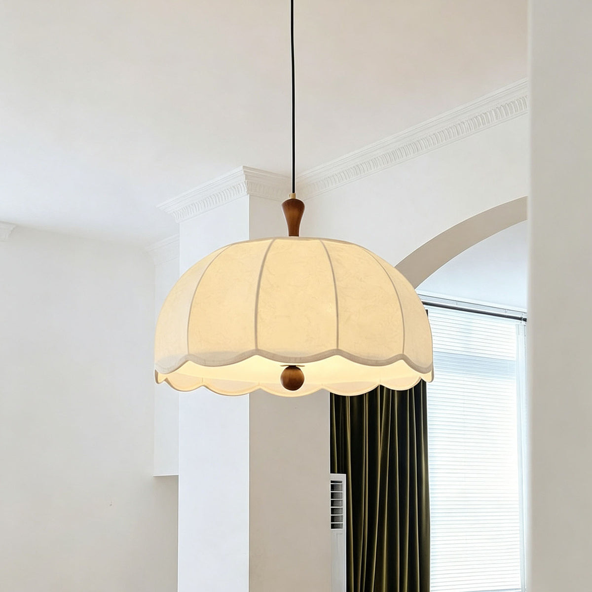 WOMO Fabric Dome Macrame Pendant Light-WM3236