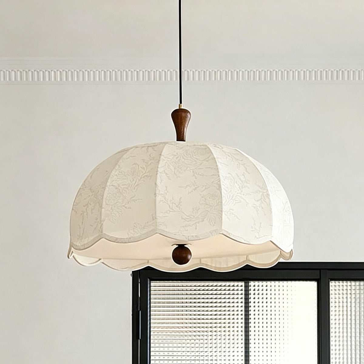 WOMO Fabric Dome Macrame Pendant Light-WM3236