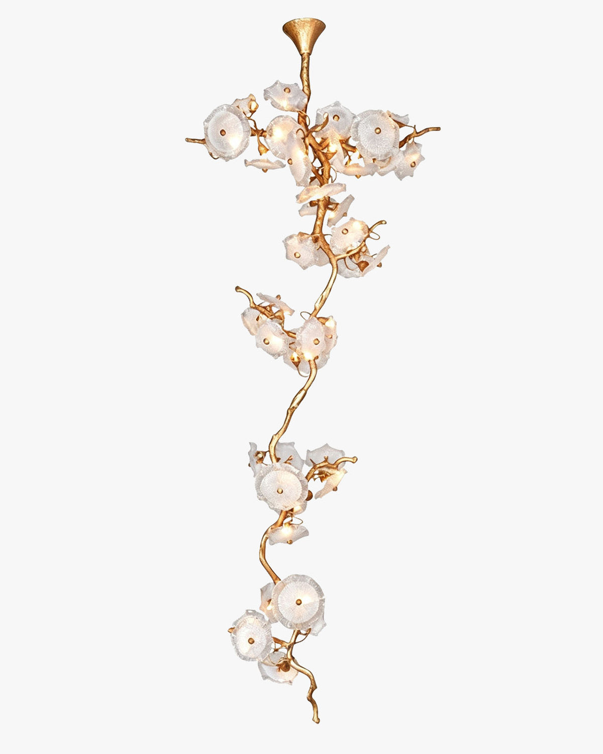 WOMO Lotus‑Leaf Textured Glass Spiral Chandelier-WM3238
