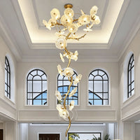 WOMO Lotus‑Leaf Textured Glass Spiral Chandelier-WM3238