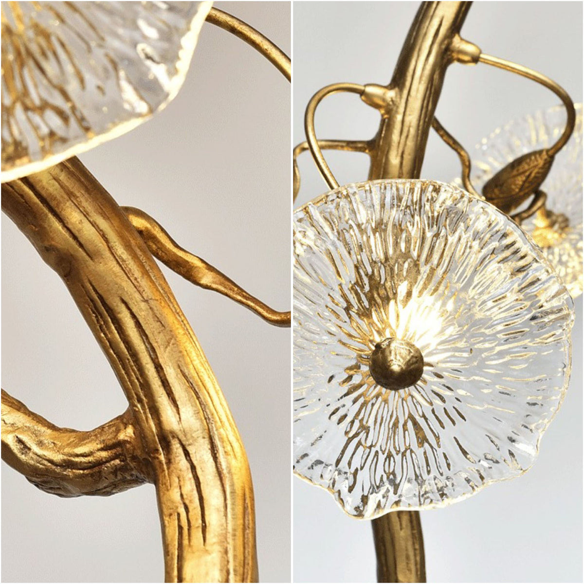 WOMO Lotus‑Leaf Textured Glass Spiral Chandelier-WM3238