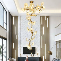 WOMO Lotus‑Leaf Textured Glass Spiral Chandelier-WM3238