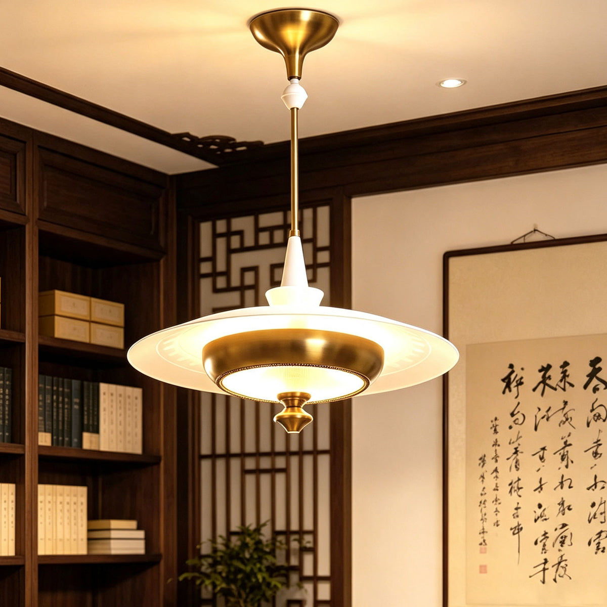 WOMO Frosted Glass Saucer Pendant Light-WM3243