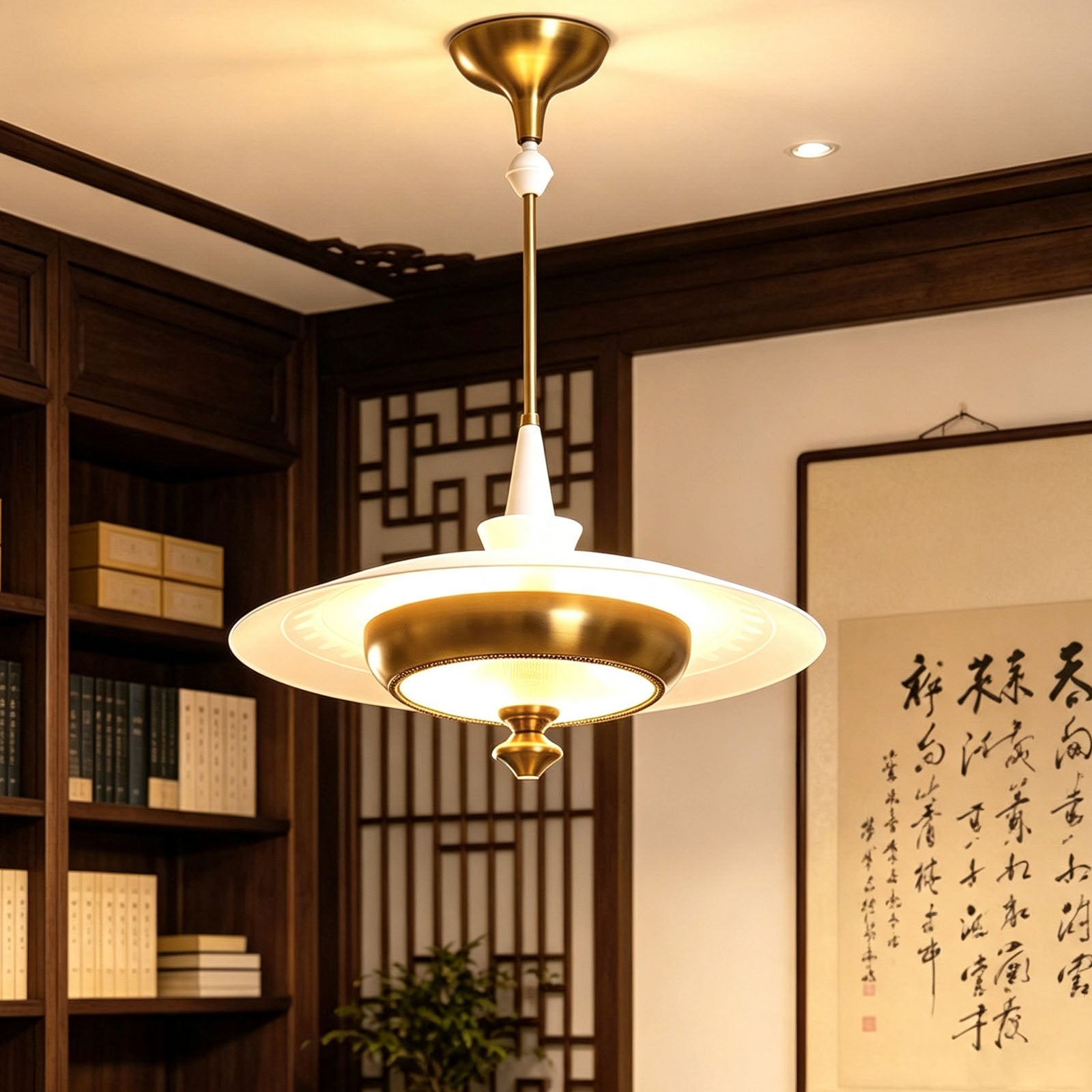 WOMO Frosted Glass Saucer Pendant Light-WM3243