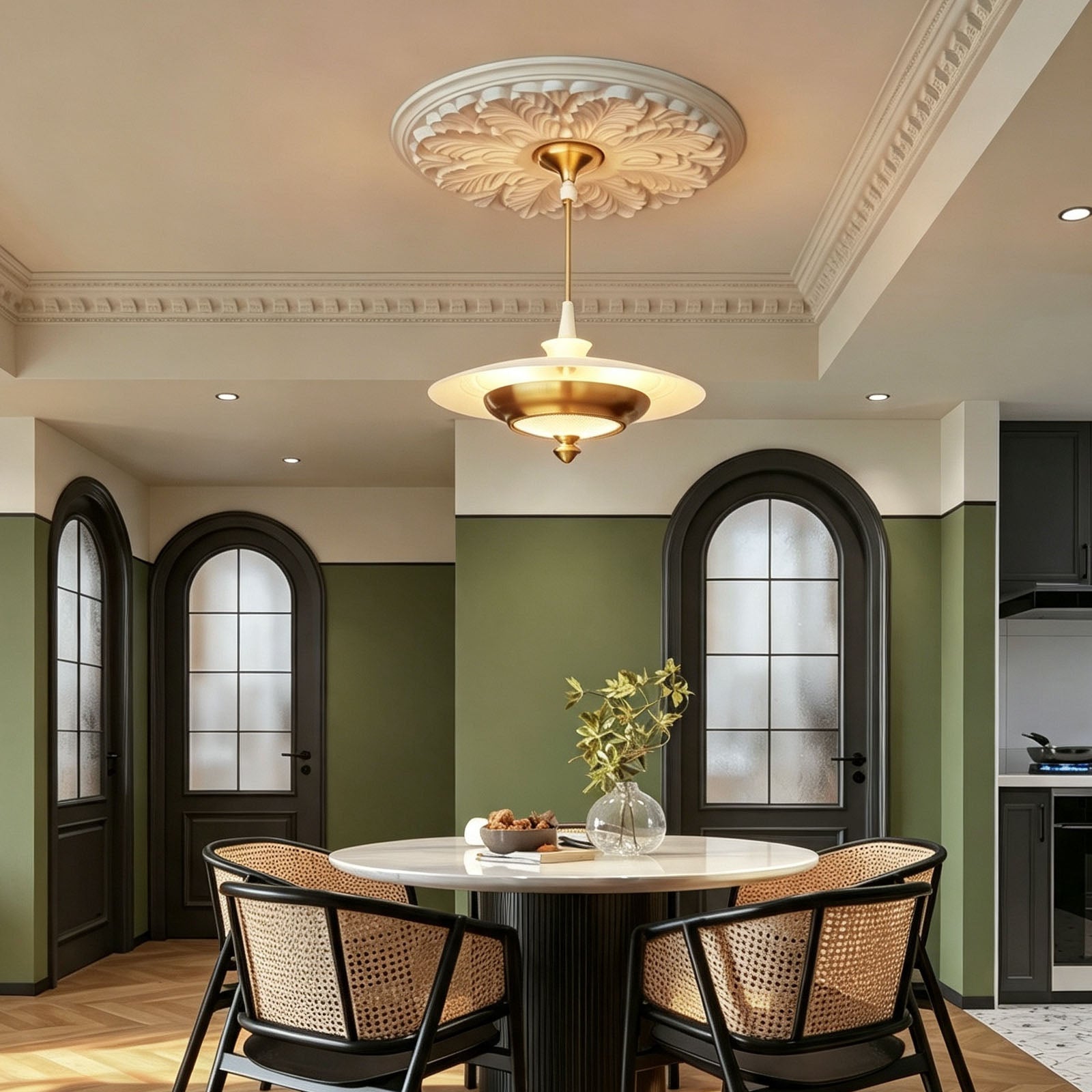 WOMO Frosted Glass Saucer Pendant Light-WM3243