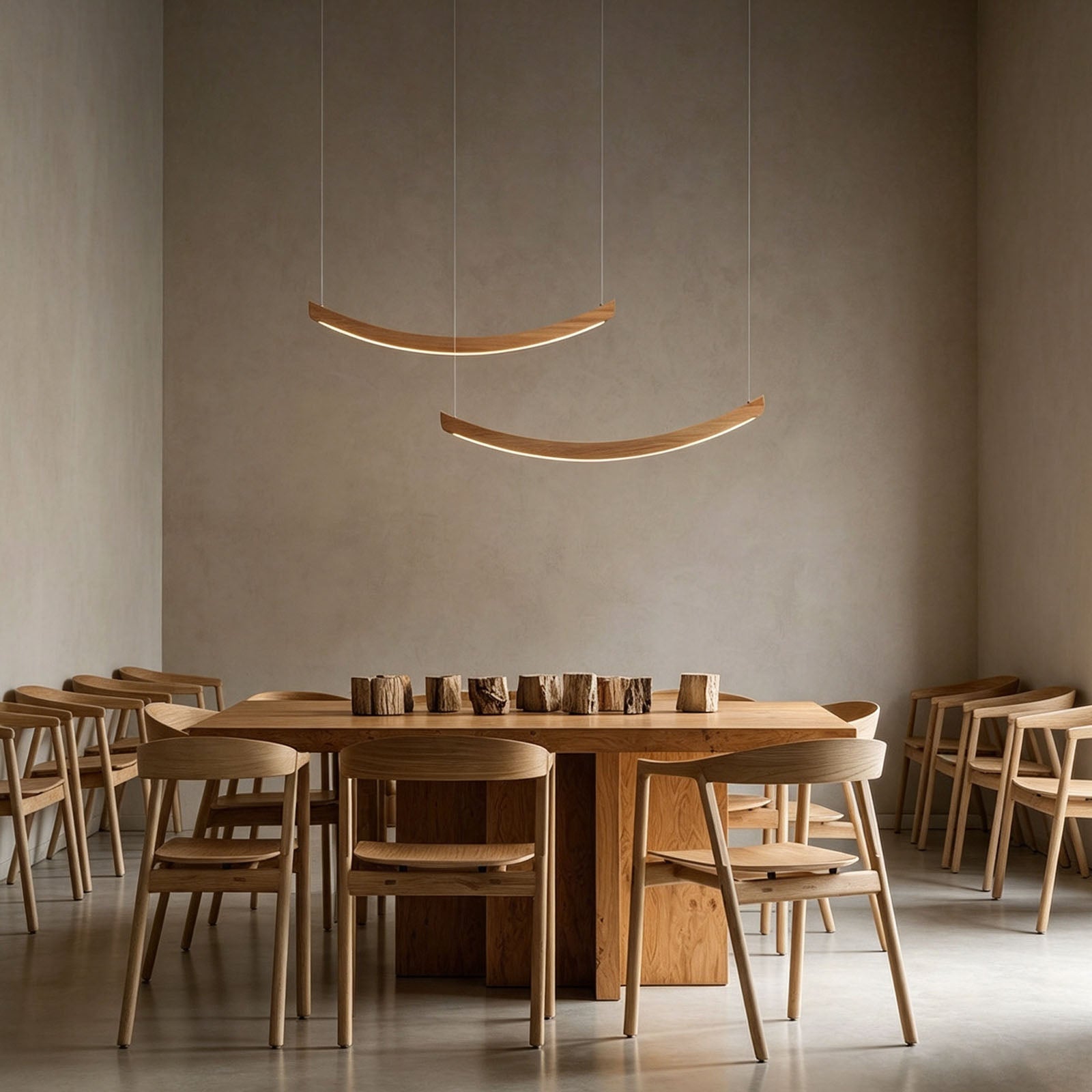 WOMO Scandi Curved Wooden Pendant Light-WM3245