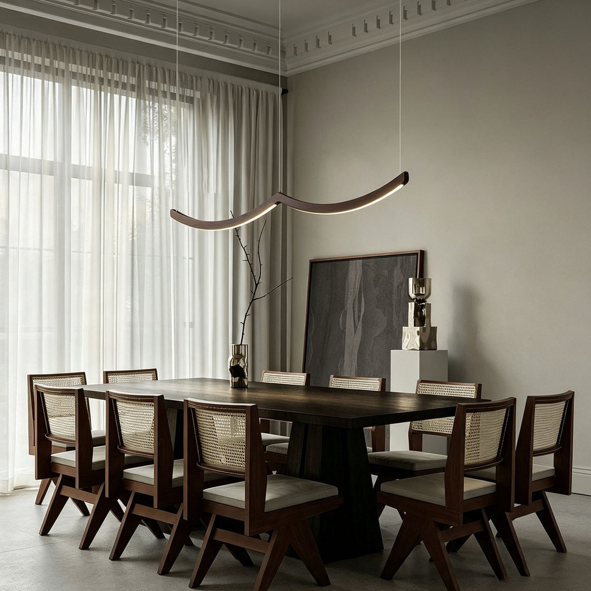 WOMO Scandi Curved Wooden Pendant Light-WM3245