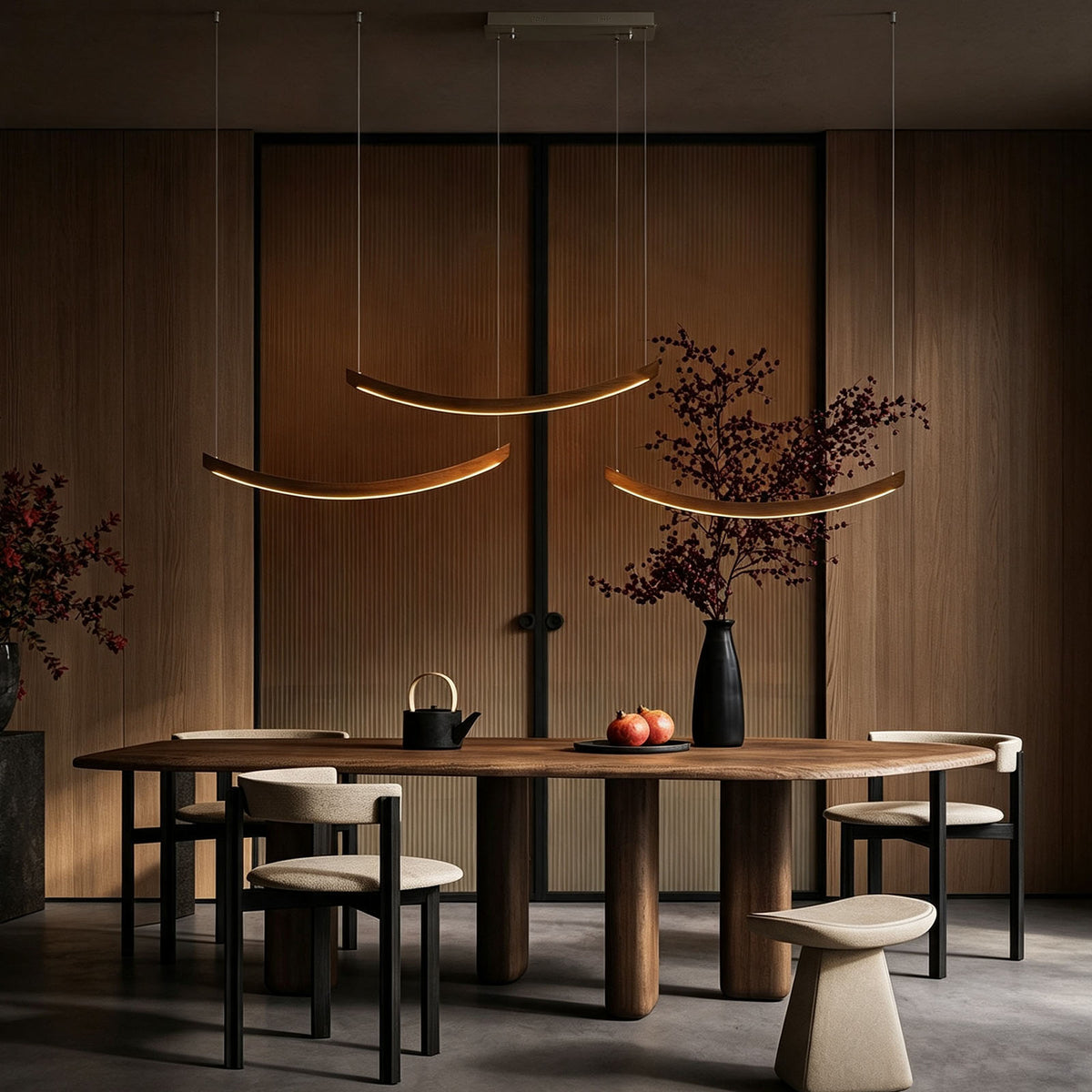 WOMO Scandi Curved Wooden Pendant Light-WM3245