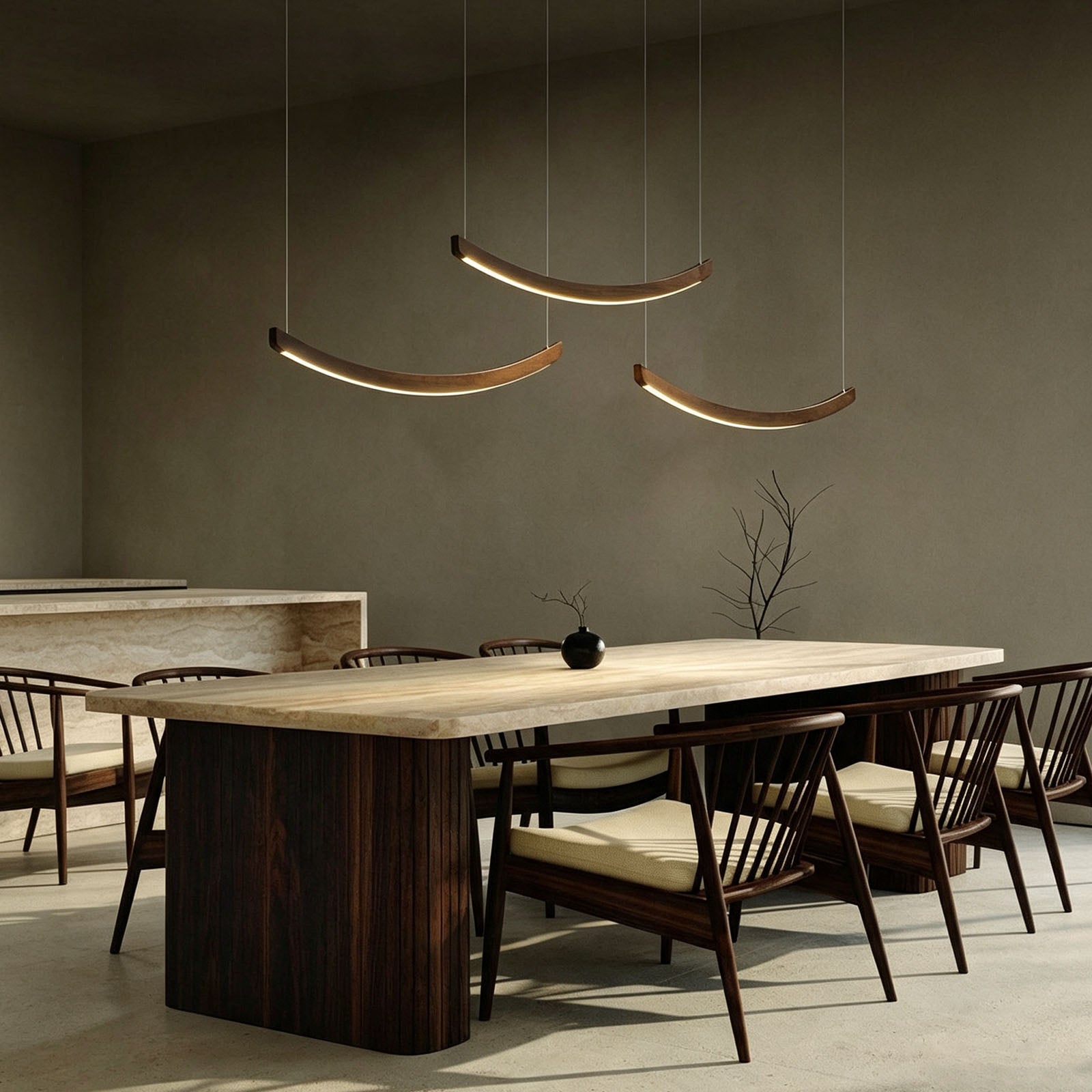 WOMO Scandi Curved Wooden Pendant Light-WM3245