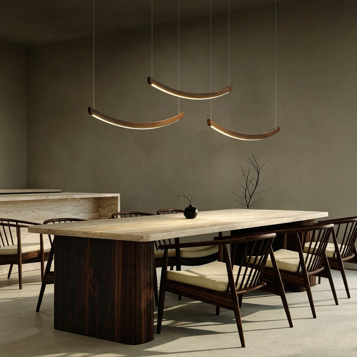WOMO Scandi Curved Wooden Pendant Light-WM3245