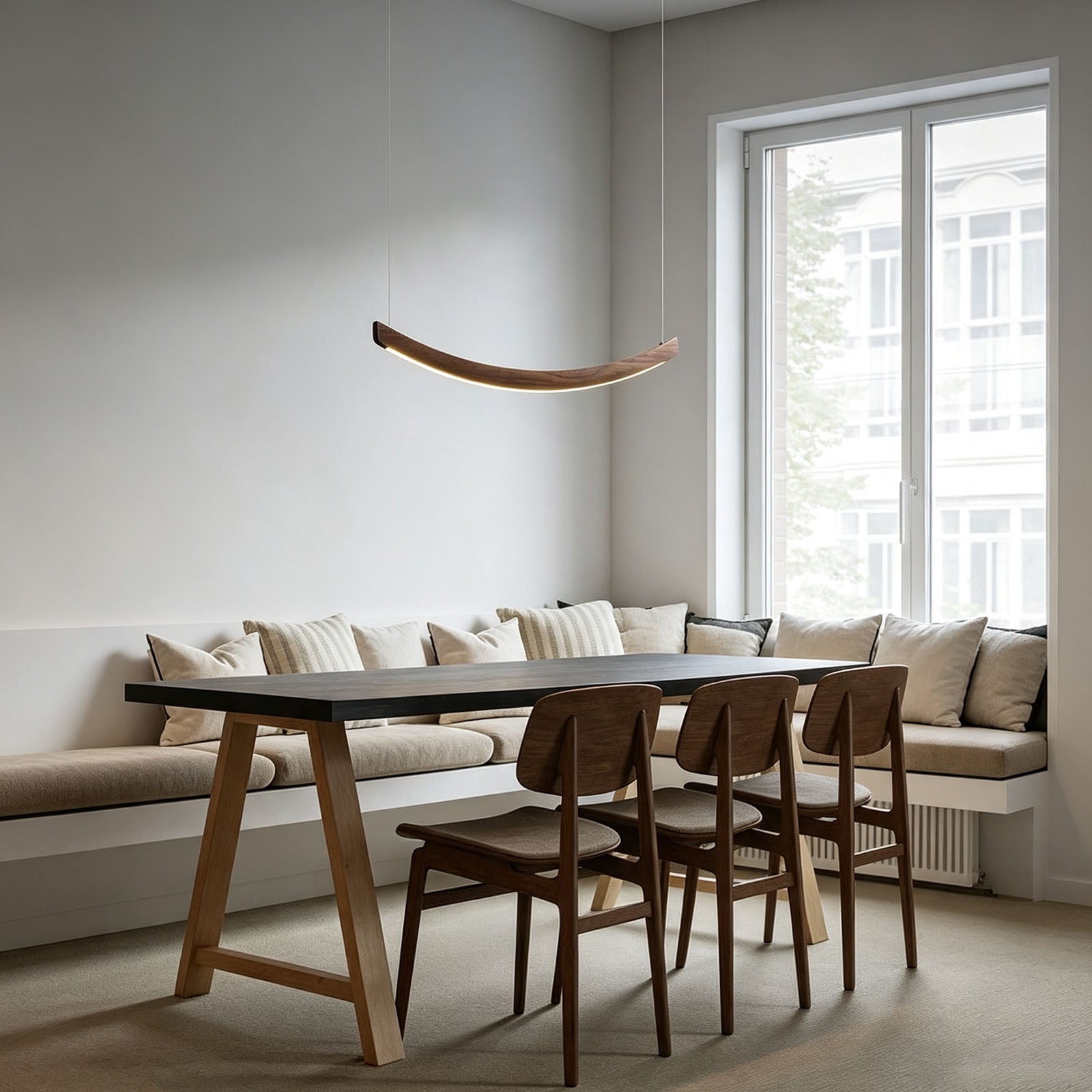 WOMO Scandi Curved Wooden Pendant Light-WM3245