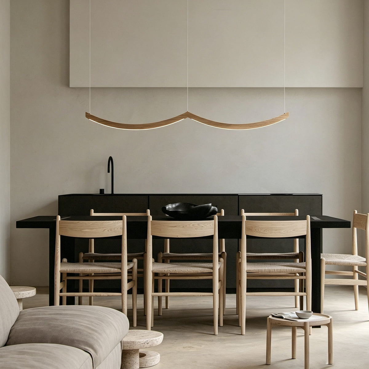WOMO Scandi Curved Wooden Pendant Light-WM3245