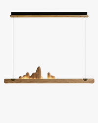 WOMO Rock‑Inspired Wooden Linear Pendant Light-WM3246