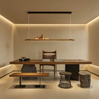 WOMO Rock‑Inspired Wooden Linear Pendant Light-WM3246