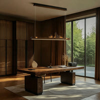 WOMO Rock‑Inspired Wooden Linear Pendant Light-WM3246
