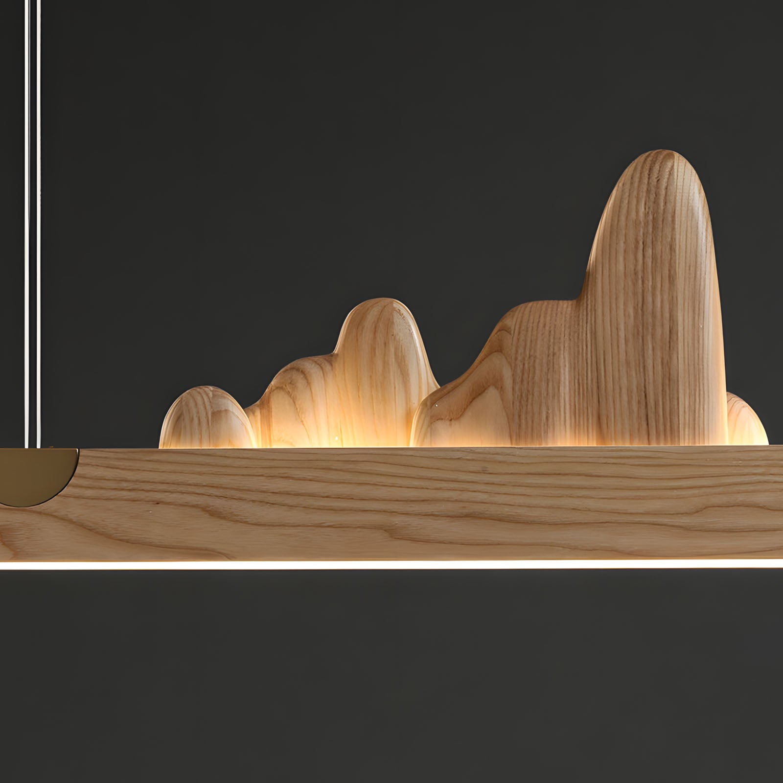 WOMO Rock‑Inspired Wooden Linear Pendant Light-WM3246